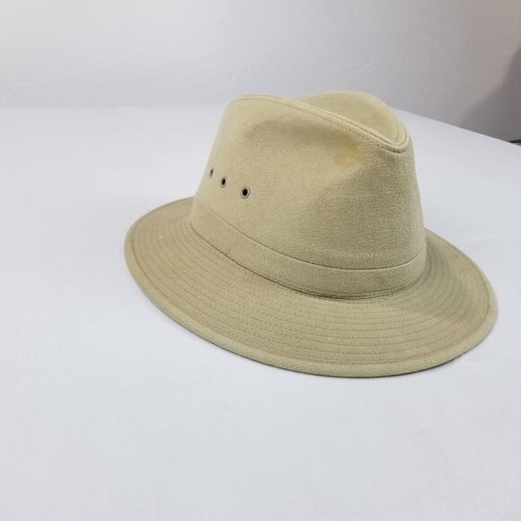 Dorfman Pacific Hat Safari Fitted Mens Large Khaki Tan Vent Eyelets Outdoor - Picture 2 of 9